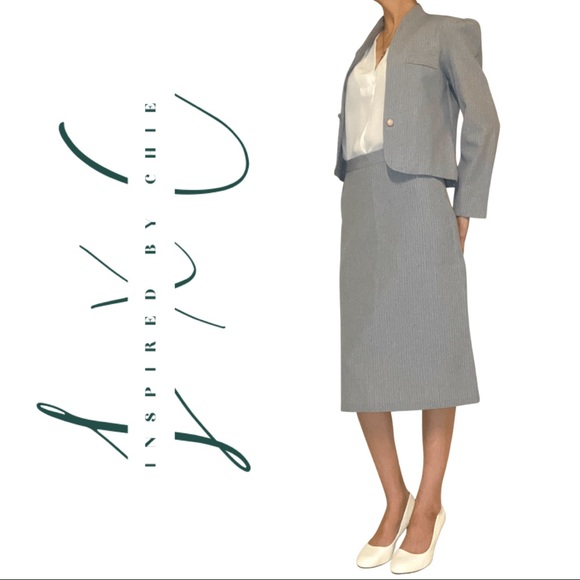 Vintage ≈1930/40s Pinstripe One Button Skirt Suit - Picture 1 of 16